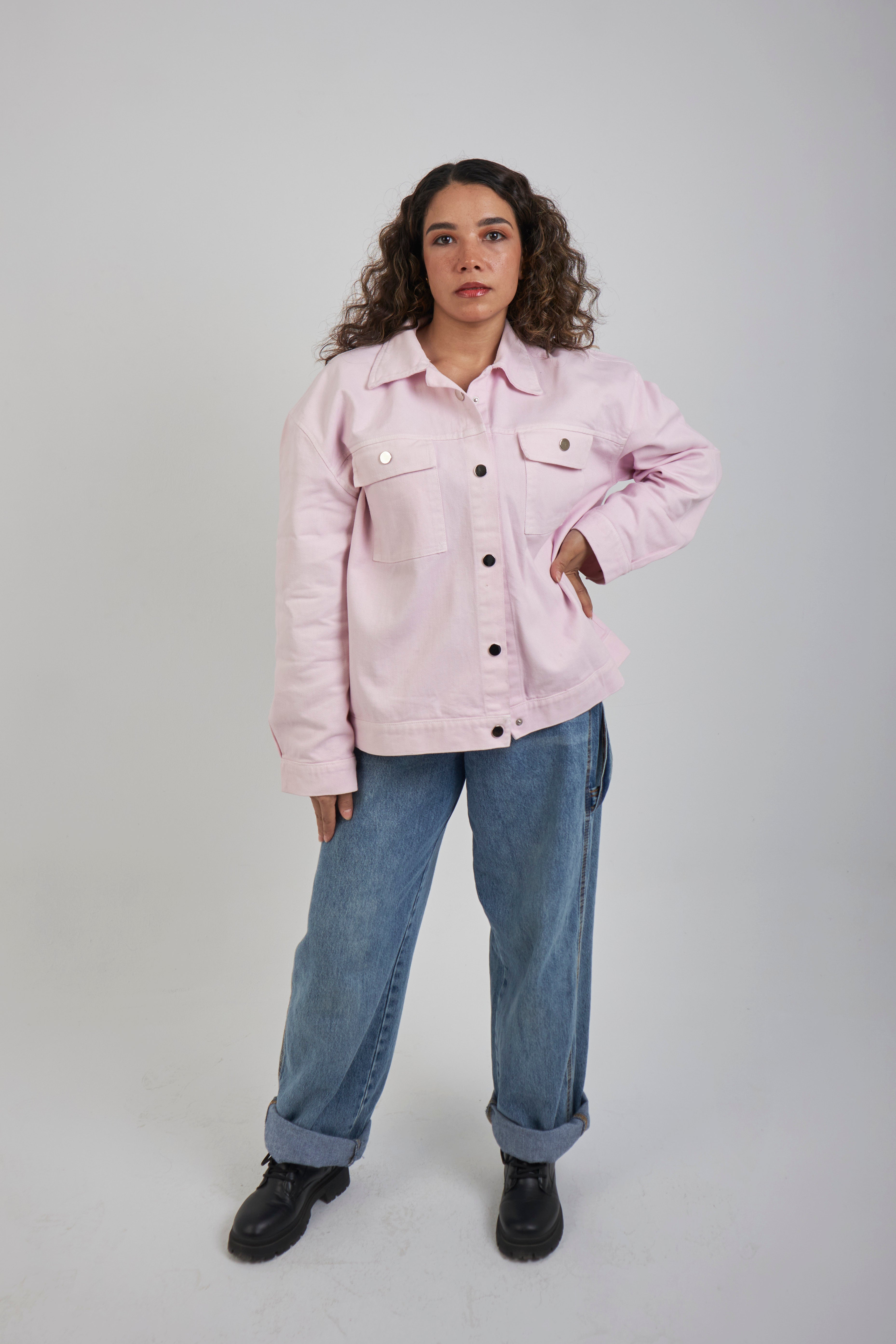 Pink cloud denim jacket