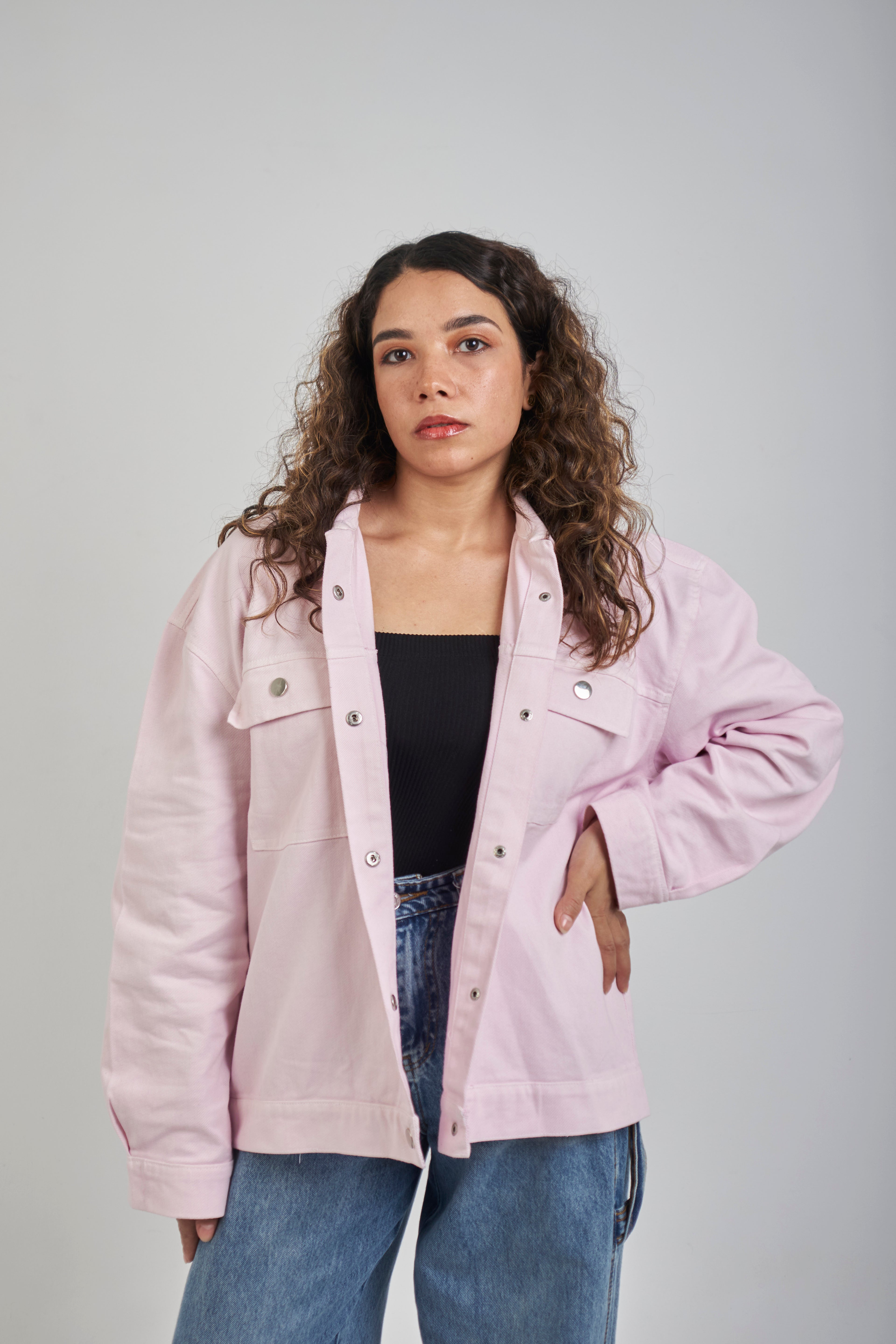 Pink cloud denim jacket